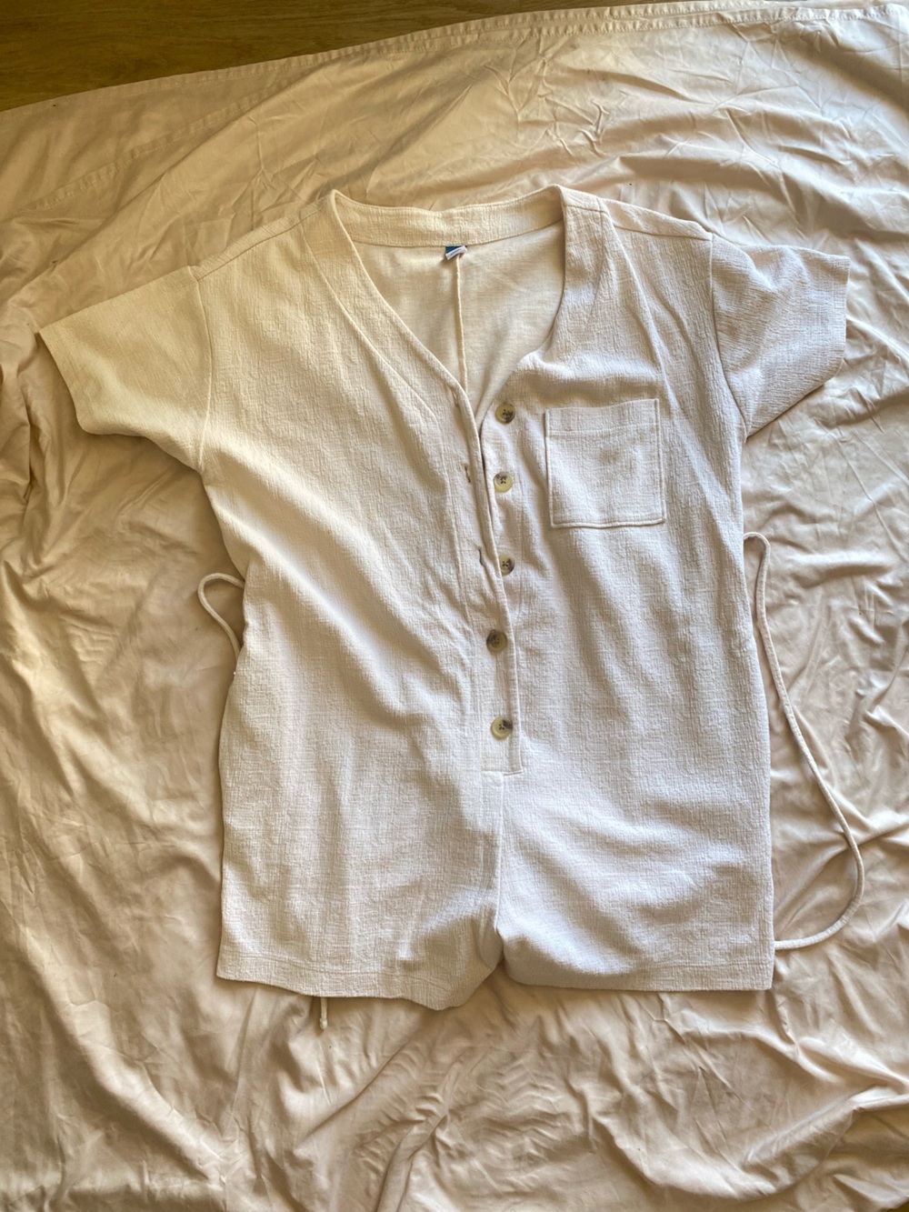 Cream Button-Front Textured Shirt